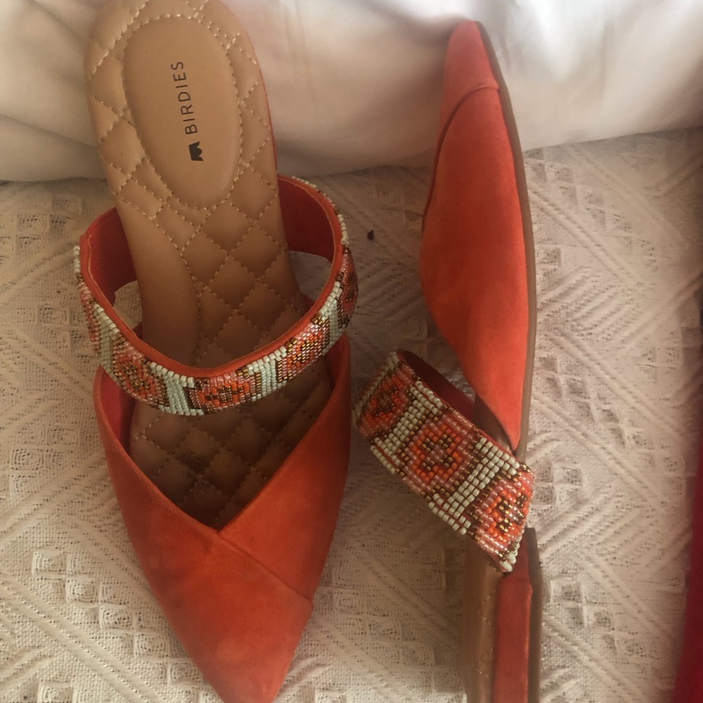 Birdies Orange Suede Flats Boho The Swan